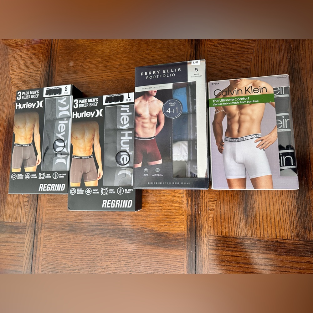 4 packs variety Boxer briefs Calvin Klein,Hurley,Perry Ellis